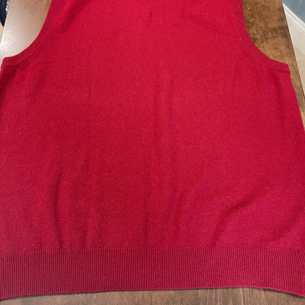 Vintage Saks Fifth Avenue Folio Cashmere Sweater Vest Mens Size Large Red V-Neck - Picture 7 of 10